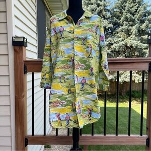 Vintage Nick and Nora 100% Cotton Nightgown Rare Print Golfers Women’s S/M PJs